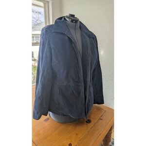 Vintage Bernardo Blue Leather Jacket.  Size XL
